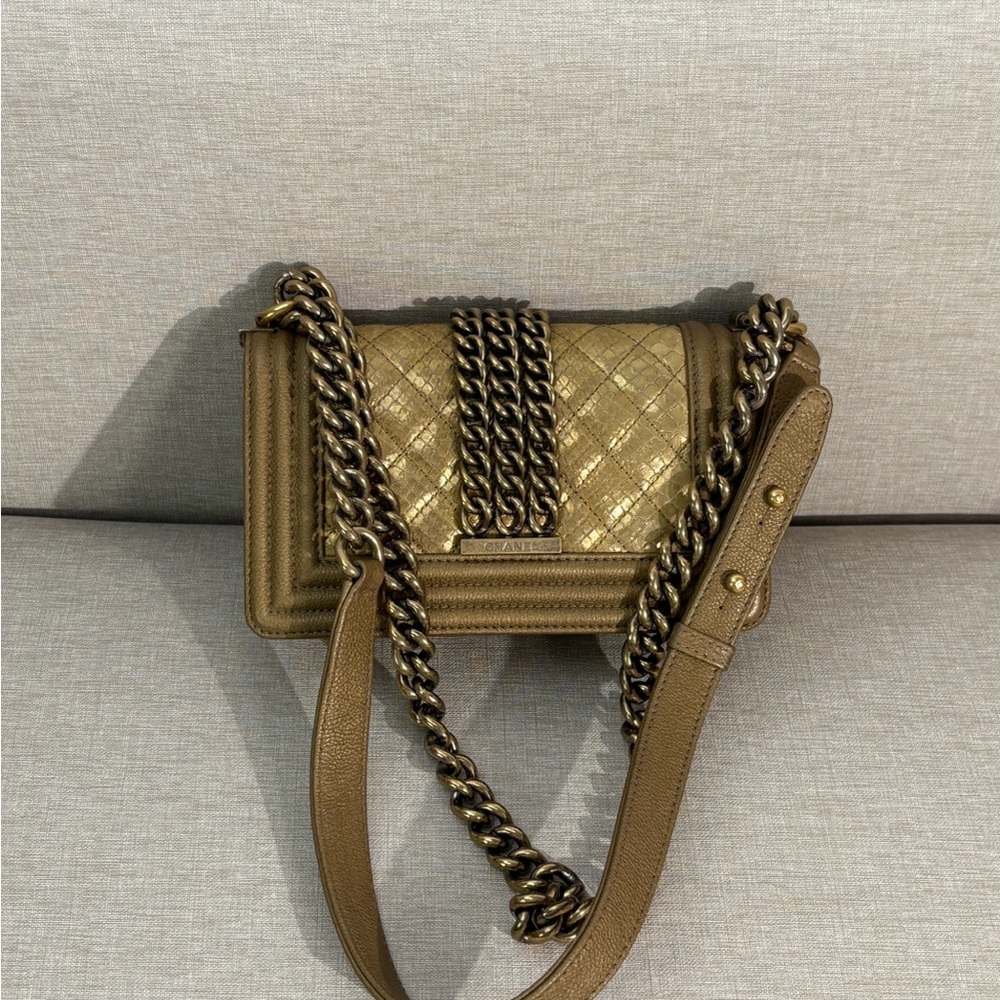 CHANEL Metallic Python Boy Flap Bag Small GHW - image 6